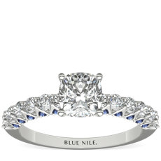 Hidden Sapphire and Diamond Engagement Ring in 14k White Gold (1/2 ct. tw.)